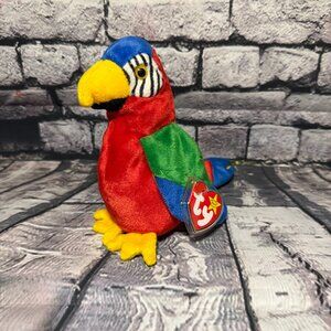 Vintage Rare Ty Beanie Babies 1998 "Jabber" the Parrot with Errors - MWMT